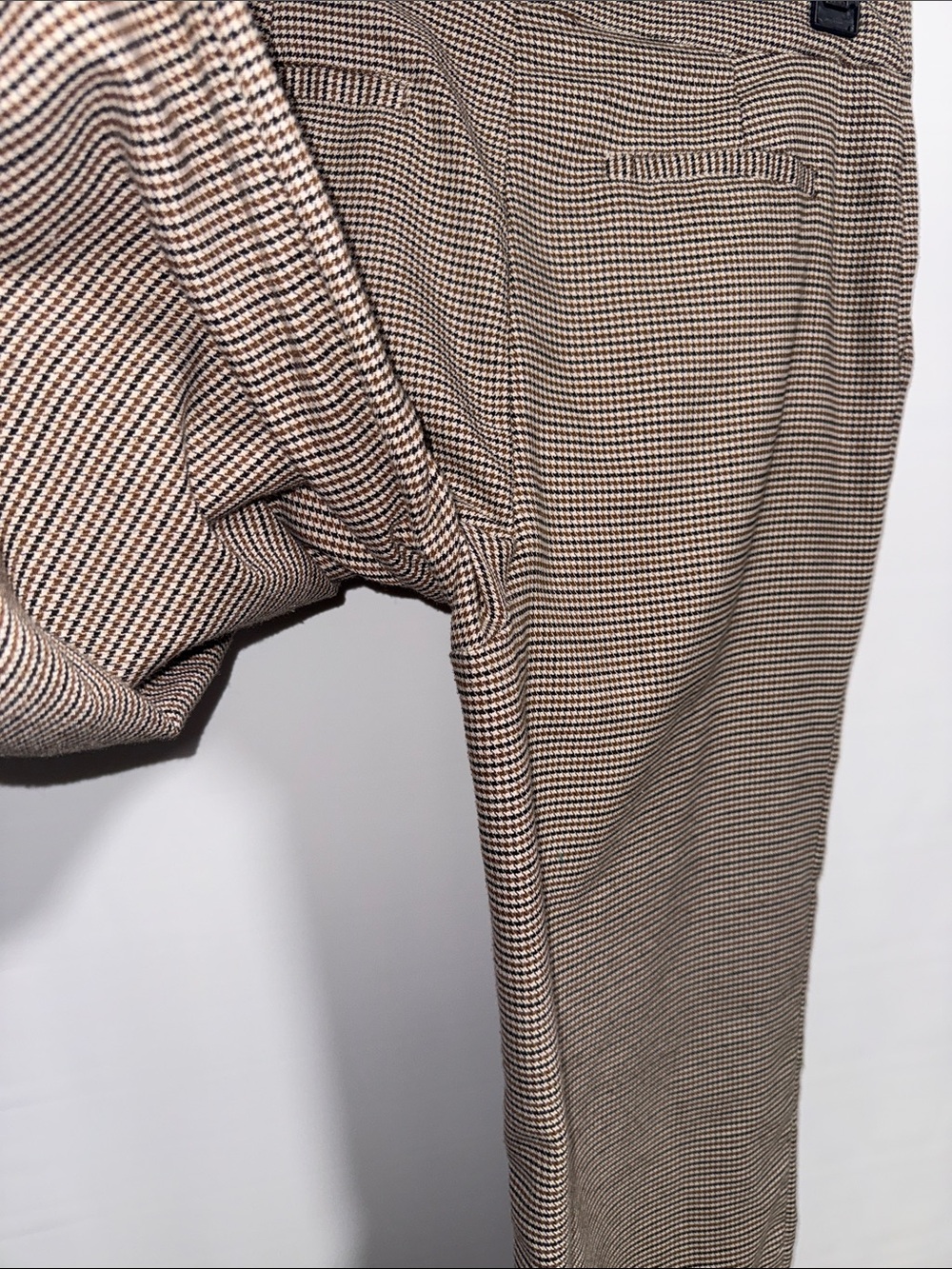 Steve Madden Brown Houndstooth High Waisted Wide Leg Pleated Pants Size Large - Picture 11 of 13